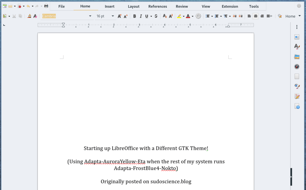 Start LibreOffice with a Different GTK&nbsp;Theme